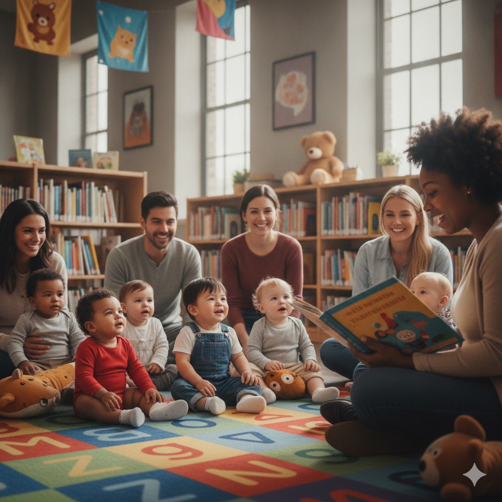 L'ora delle storie per bambini in biblioteca