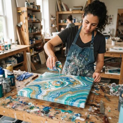 יציקת צבע (Paint Pouring)