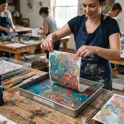 שיש נייר (Paper Marbling)